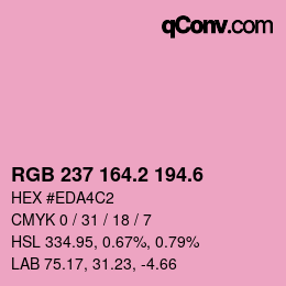 カラーコード: RGB 237 164.2 194.6 | qconv.com