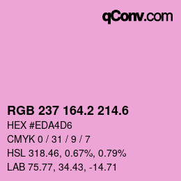 カラーコード: RGB 237 164.2 214.6 | qconv.com