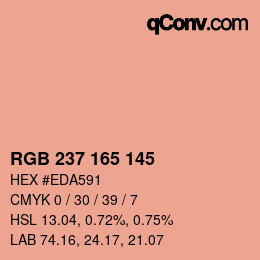 カラーコード: RGB 237 165 145 | qconv.com