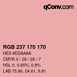 カラーコード: RGB 237 170 170 | qconv.com