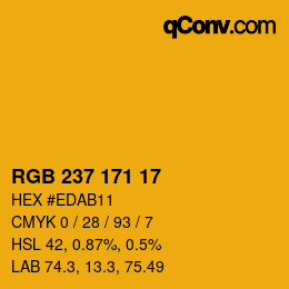 Color code: RGB 237 171 17 | qconv.com