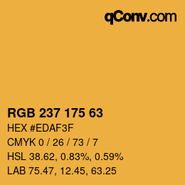 Color code: RGB 237 175 63 | qconv.com