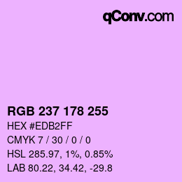 Color code: RGB 237 178 255 | qconv.com