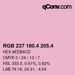 カラーコード: RGB 237 180.4 205.4 | qconv.com