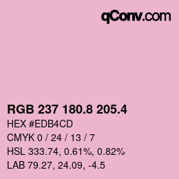 カラーコード: RGB 237 180.8 205.4 | qconv.com