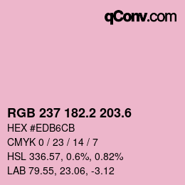 カラーコード: RGB 237 182.2 203.6 | qconv.com