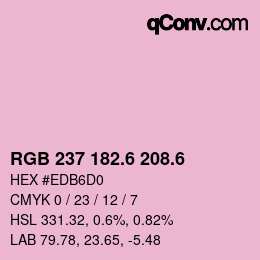 カラーコード: RGB 237 182.6 208.6 | qconv.com