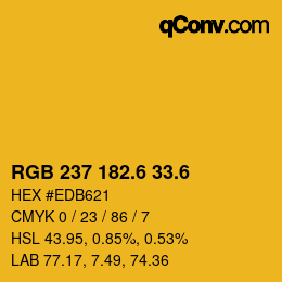 カラーコード: RGB 237 182.6 33.6 | qconv.com