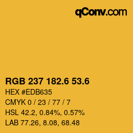 カラーコード: RGB 237 182.6 53.6 | qconv.com