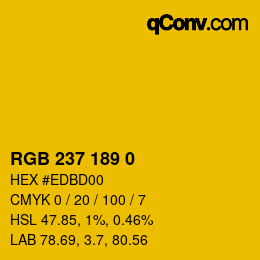 カラーコード: RGB 237 189 0 | qconv.com