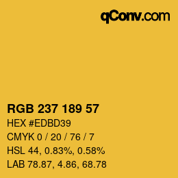 カラーコード: RGB 237 189 57 | qconv.com