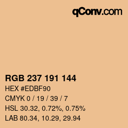 Color code: RGB 237 191 144 | qconv.com