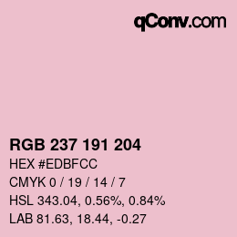 カラーコード: RGB 237 191 204 | qconv.com