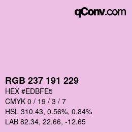 カラーコード: RGB 237 191 229 | qconv.com