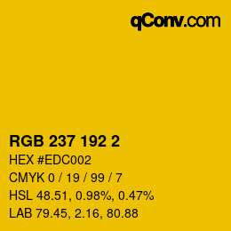Color code: RGB 237 192 2 | qconv.com