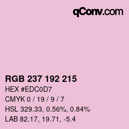 カラーコード: RGB 237 192 215 | qconv.com