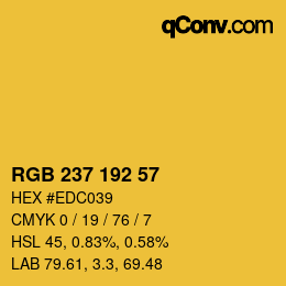 カラーコード: RGB 237 192 57 | qconv.com