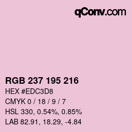 Color code: RGB 237 195 216 | qconv.com