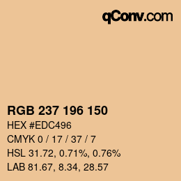 Color code: RGB 237 196 150 | qconv.com