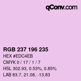Color code: RGB 237 196 235 | qconv.com