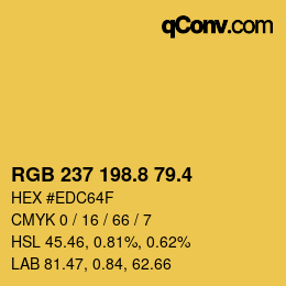 カラーコード: RGB 237 198.8 79.4 | qconv.com