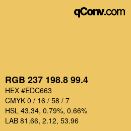 カラーコード: RGB 237 198.8 99.4 | qconv.com