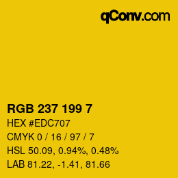 カラーコード: RGB 237 199 7 | qconv.com