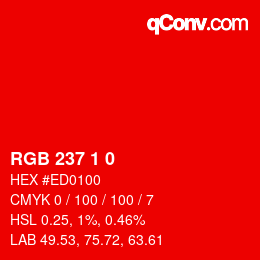 Color code: RGB 237 1 0 | qconv.com