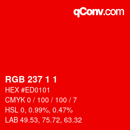 Color code: RGB 237 1 1 | qconv.com