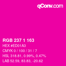 カラーコード: RGB 237 1 163 | qconv.com
