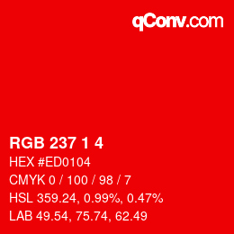 Color code: RGB 237 1 4 | qconv.com