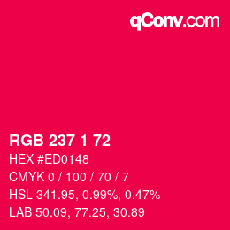 Color code: RGB 237 1 72 | qconv.com