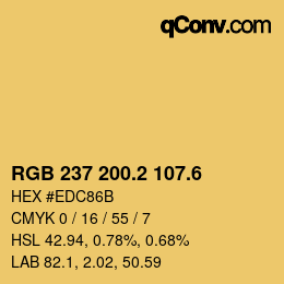 カラーコード: RGB 237 200.2 107.6 | qconv.com