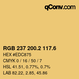 カラーコード: RGB 237 200.2 117.6 | qconv.com