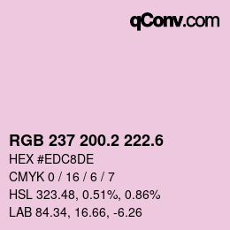 カラーコード: RGB 237 200.2 222.6 | qconv.com