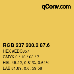 カラーコード: RGB 237 200.2 87.6 | qconv.com