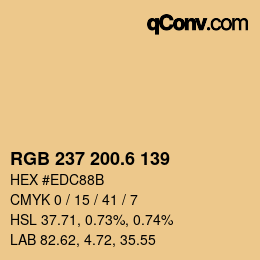 カラーコード: RGB 237 200.6 139 | qconv.com