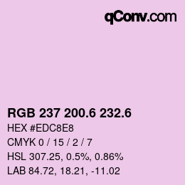 カラーコード: RGB 237 200.6 232.6 | qconv.com