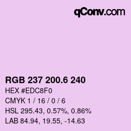 カラーコード: RGB 237 200.6 240 | qconv.com