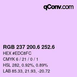 カラーコード: RGB 237 200.6 252.6 | qconv.com