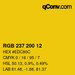 颜色代码: RGB 237 200 12 | qconv.com