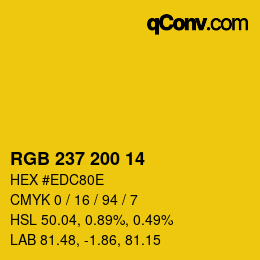 Color code: RGB 237 200 14 | qconv.com
