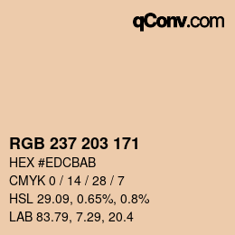 Código de color: RGB 237 203 171 | qconv.com