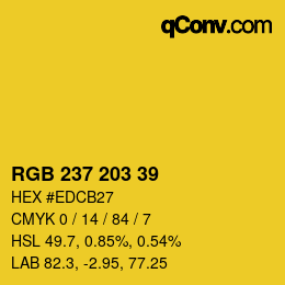 颜色代码: RGB 237 203 39 | qconv.com