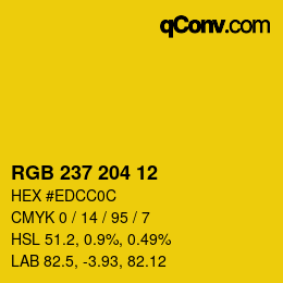 颜色代码: RGB 237 204 12 | qconv.com