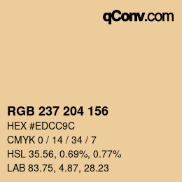 颜色代码: RGB 237 204 156 | qconv.com