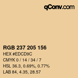 颜色代码: RGB 237 205 156 | qconv.com