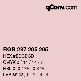 Color code: RGB 237 205 205 | qconv.com