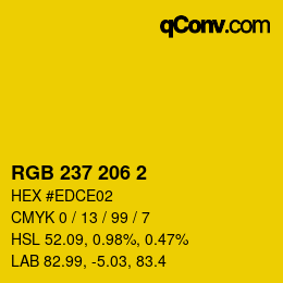 カラーコード: RGB 237 206 2 | qconv.com