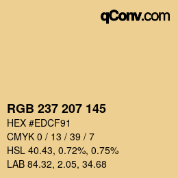 Color code: RGB 237 207 145 | qconv.com